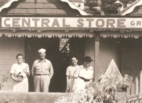 The Central Store. Maude and her husband Carl Hassell, Edith Peterson and Marion Hassell.