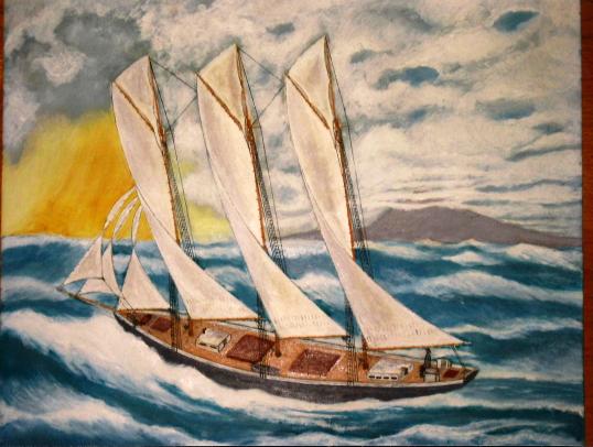 Schooner "Three Sisters", Painting by Richard Hassell 